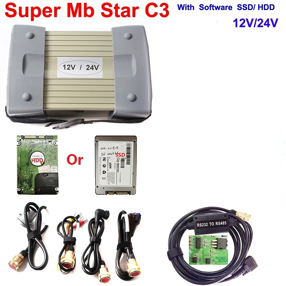 Top Qualität MB Star C3 Volle Chip Unterstützung 12V und 24V MB C3 Stern Diagnose Werkzeug MB Sterne c3 Multiplexer Tester Kostenloser Versand Image
