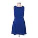 Rachel Zoe Casual Dress - A-Line Crew Neck Sleeveless: Blue Print Dresses - Women's Size 6