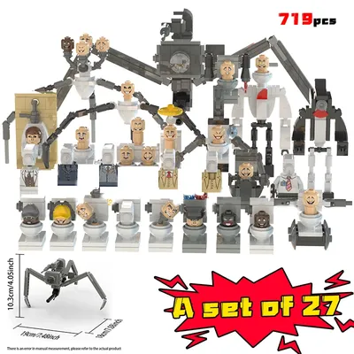 MOC Skibidi Wc Action-figuren Bausteine Set Für Kinder Titan TVMan Spinne Bau Jungen Spielzeug Image