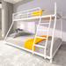 Twin over Full Metal Bunk Bed with Safety Guardrail & Ladder, U-shaped Clamping Slot, Non-Slip and Noise-Free Metal Bunk Bed