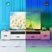 White LED TV Stand High Gloss Waterproof Entertainment Center, TV Console w/ 4 Large Storage Drawers TV Cabinet for Living Room