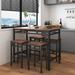 Kitchen & Dining Room Set, 5 Pieces Counter Height Bar Table Set with 4 High Stools, Home Kitchen Breakfast Table, Rustic Brown