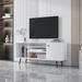 TV Stand Living Room TV Console Table w/ Storage Shelve, White - 53.15" x 14.17" x 26.57"