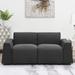 Modern Linen Upholstered Loveseat Recliner Loveseat for Living Room, Geometric Couch w/ Armrests, Snap-on Mounting, Dawn Grey