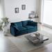 Chenille Fabric Loveseat Sofa for Living Room, Deep Seat Loveseat Recliners with 4 Pillows, 2-Seat Square Arm Couch, Blue