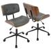 Mid-Century PU Leather Walnut Office Chair, Swivel Computer Chair with Cushioned Seat and Backrest, for Bedroom/Office
