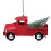 5.25" Red Iron Truck with Green Frosted Tree Christmas Ornament