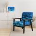 Designart "Large Light Blue Flower And Petals" Upholstered Floral Accent Chair - Arm Chair