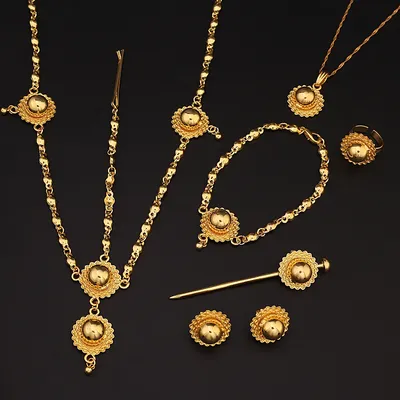 Habesha Äthiopien Stil 24K Gold Farbe Eritrea Ostern Trendy Frauen Schmuck Set