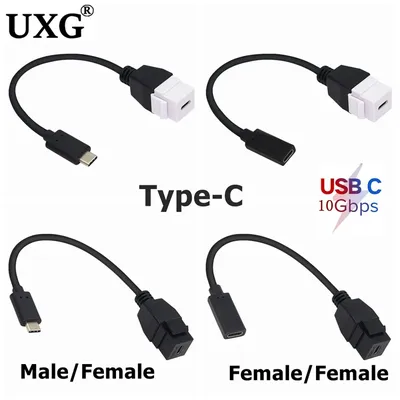 USB 3,1 Typ C Keystone Stecker Buchse zu Buchse USB C Koppler Einsätze Buchse Kabel anschluss Verlängerung stecker für Wand platte Steckdose Image