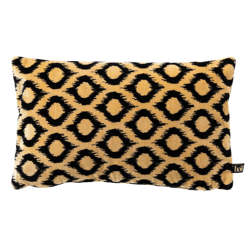 Coussin noir en velours 30x50 cm avec motif