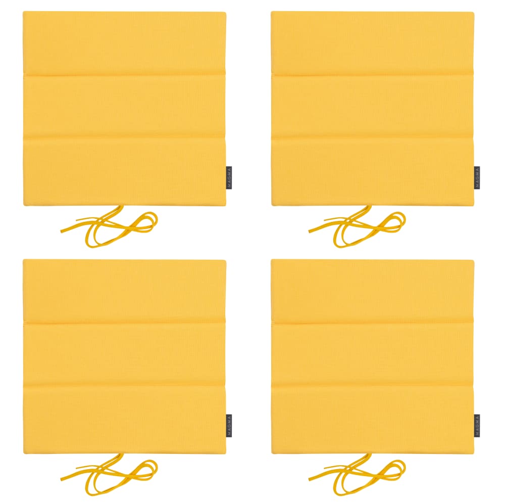 Galettes de chaises extérieur à nouettes jaune - Lot de 4 - 40x40