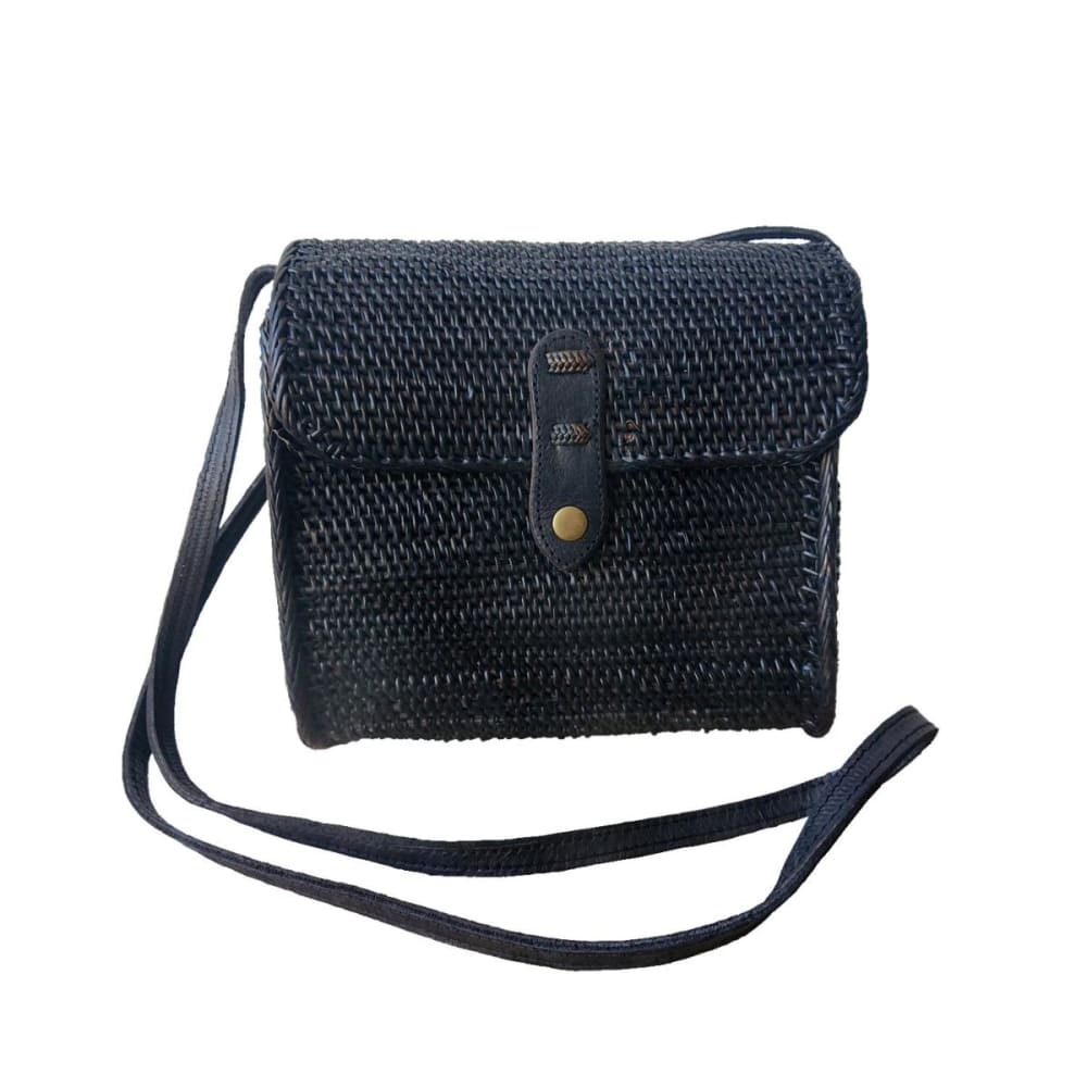 Sac bandoulière en rotin noir