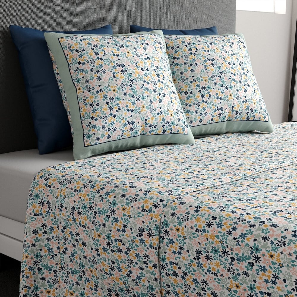 Parure de draps coton imprimée + 2 taies 240x300 cm