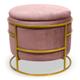 Pouf coffre rond en velours rose