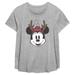 Women's Mad Engine Minnie Mouse Heather Gray Mickey & Friends Antlers Plus Size Graphic Scoop Neck T-Shirt