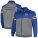 Men's Fanatics Branded Royal/Heather Gray Golden State Warriors Big & Tall Pieced Stripe Raglan Full-Zip Track Jacket