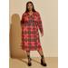 Plus Size Plaid And Leopard Shirtdress