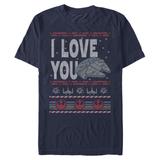 Men's Mad Engine Navy Star Wars I Love You Ugly Sweater Graphic T-Shirt