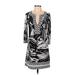 BCBGMAXAZRIA Casual Dress - Shift Plunge 3/4 sleeves: Black Dresses - Women's Size 2X-Small