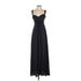 BCBGMAXAZRIA Cocktail Dress - A-Line Plunge Sleeveless: Black Solid Dresses - Women's Size 2X-Small