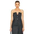 SIMKHAI Billie Tailored Bustier Top in Grey Pinstripe - Charcoal. Size 6 (also in 0, 2, 4).