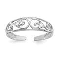 14ct White Gold .02 Weight Carat Diamond Scroll Toe Ring Jewelry Gifts for Women