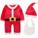 AGQT Christmas Santa Claus Outfit for Newborn Baby Boys Girls Christmas Romper,First Christmas Santa Costume 3 Piece Baby Romper Outfit Moustache and Hat Red Size 3-6 Months