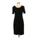 SLNY Casual Dress - Sheath Scoop Neck Short sleeves: Black Print Dresses - Women's Size 8