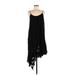 Eri + Ali Cocktail Dress - Midi Scoop Neck Sleeveless: Black Solid Dresses - Women's Size Medium Petite