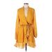 Alexia Admor Casual Dress - Mini Plunge Long sleeves: Yellow Dresses - New - Women's Size 6