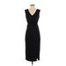 White House Black Market Casual Dress - Midi V Neck Sleeveless: Black Print Dresses - Women's Size 00