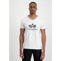 T-Shirt ALPHA INDUSTRIES "ALPHA Men - T-Shirts Basic V-Neck T" Gr. L, weiß (white) Herren Shirts T-Shirts