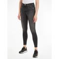 Ankle-Jeans CALVIN KLEIN JEANS "HIGH RISE SUPER SKINNY ANKLE" Gr. 30, N-Gr, schwarz (denim black) Damen Jeans Röhrenjeans