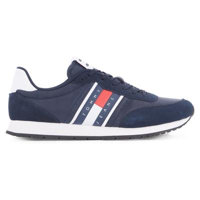 Sneaker TOMMY JEANS "TJM RUNNER CASUAL ESS", Herren, Gr. 40, blau (nachtblau), Textil, Veloursleder, Lederimitat, kontra