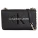 Umhängetasche CALVIN KLEIN JEANS "SCULPTED EW FLAP CONV25 MONO" Gr. B/H/T: 25 cm x 16 cm x 6,5 cm, schwarz (black, metallic logo) Damen Taschen Handtaschen