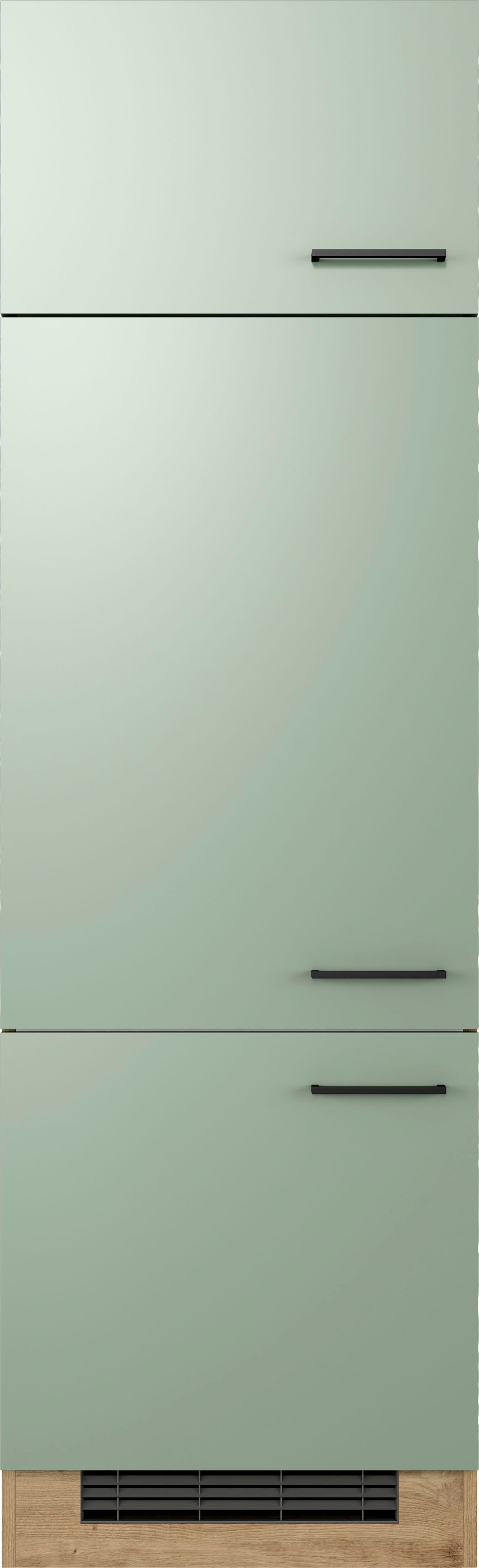 Kühlumbauschrank FLEX-WELL "Cara", grün (schilfgrün, artisan eiche), B:60cm H:200cm T:57,1cm, Holzwerkstoff, Schränke, (B x H x T) 60 x 200 x 57 cm, mit zusätzlichem Stauraum Image