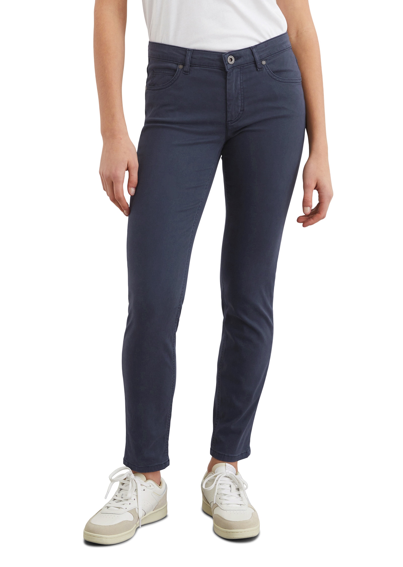 5-Pocket-Hose MARC O'POLO "aus Lyocell-Baumwolle-Mix", Damen, Gr. 31, Länge 30, blau (midnight blau), Obermaterial: 64% Lyocell, 32% Baumwolle, 4% Elasthan, unifarben, slim fit lang, Hosen 5-Pocket-Jeans Image