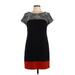 Jessica Howard Casual Dress - Shift Crew Neck Short sleeves: Black Dresses - Women's Size 12 Petite