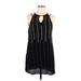 En Creme Casual Dress - Shift Keyhole Sleeveless: Black Print Dresses - Women's Size Large