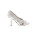 Tahari Heels: Slip-on Stilleto Glamorous Ivory Print Shoes - Women's Size 7 1/2 - Peep Toe