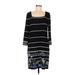 White House Black Market Casual Dress - Sheath Square 3/4 sleeves: Black Print Dresses - Women's Size Large