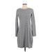 Old Navy Casual Dress - Sweater Dress: Gray Stripes Dresses - Women's Size Small