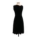 Talbots Casual Dress - A-Line High Neck Sleeveless: Black Print Dresses - Women's Size P Petite
