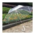 ANWUYANG 1pcs Japanese Style Fiber Wind Resistant Long Handle Umbrella, 110cm Reinforced Plastic Transparent Umbrella, Clear Umbrella Parasol For Wedding Party (Color : White)