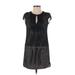 J.Crew Casual Dress - Shift Keyhole Short sleeves: Black Print Dresses - Women's Size X-Small