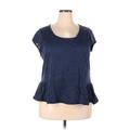 Weekend Suzanne Betro Short Sleeve Top Blue Scoop Neck Tops - Women's Size 2X