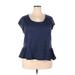 Weekend Suzanne Betro Short Sleeve Top Blue Scoop Neck Tops - Women's Size 2X