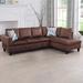 Indigo/Brown Sectional - Ebern Designs Gabrijela 97" Wide Sofa & Chaise Upholstery/Velvet/Microfiber/Microsuede | 33.5 H x 97 W x 66.5 D in | Wayfair