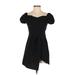 Shein Casual Dress - Party Sweetheart Short sleeves: Black Print Dresses - Women's Size 2